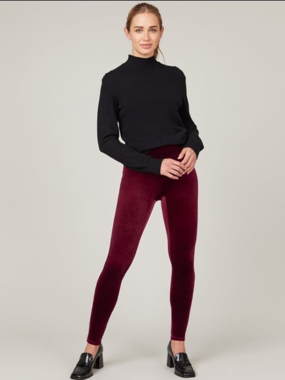 NWT WD.NY  Burgundy Luxe Velvet Leggings